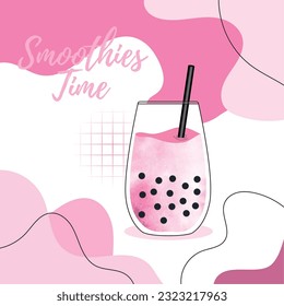 Isolated smoothie drink on colored poster Vector