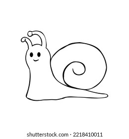 Isolated snail black draw line vector illustration