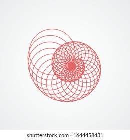 Isolated snail spiral.seashell which consists red circles white background