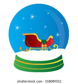 Isolated Snow ball ormanent with a sledge, Vector illustration