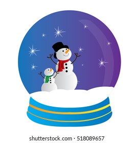 Isolated snow ball ornament with a pair of snowmen, Vector illustration