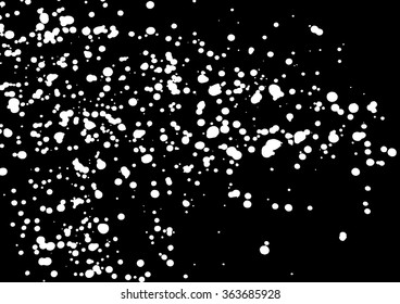 Isolated snowfall, falling snow imitation. Blow snow texture pattern on black background. Winter mood background. Winter weather. Snowstorm, snow with white snowflakes winter background. Windstorm. 