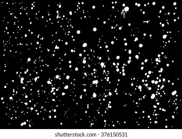 Isolated snowfall, falling snow imitation. Blow snow texture pattern on black background. Winter mood background. Winter weather. Snowstorm, snow with white snowflakes winter background. Windstorm. 