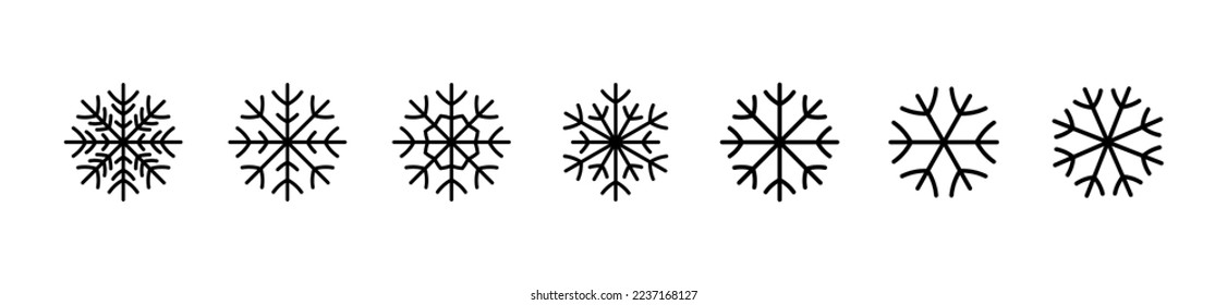 Isolated snowflake collection. Snowflake set on isolated background. Frost background. Christmas black icon. Vector illustration.