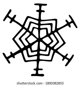 Einzigartiges Schneeflocken-Element. Handgezeichnetes Vektordoodle.