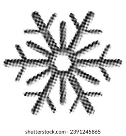 Isolated snowflake, halftone dots, fading dot effect, winter background design, vector illustration 