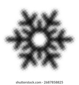 Isolated snowflake, halftone dots, fading dot effect, winter background design, vector illustration