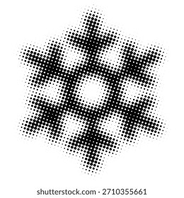 Isolated snowflake, halftone dots, fading dot effect, winter background design, vector illustration