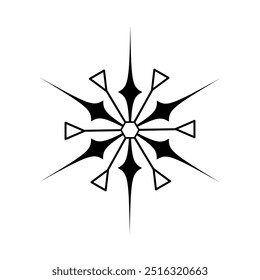 Isolated Snowflake icon. Black snowflake on transparent background for winter decorations and Christmas design. Vector Illustration.