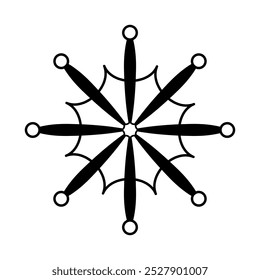 Isolated Snowflake icon. Black snowflake on transparent background. Winter design. Christmas decoration. Vector Illustration.
