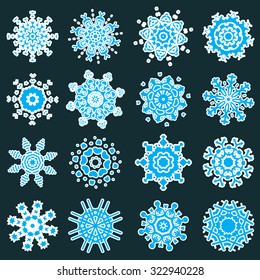 isolated snowflakes for christmas design. Vector set