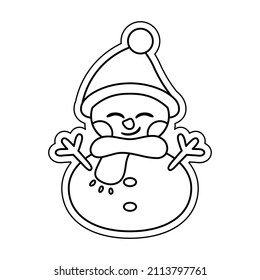 Isolated snowman draw merry christmas decorative sticker illustration
