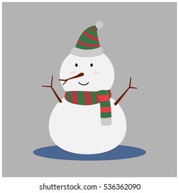 Isolated snowman on grey background
