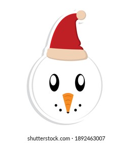 Isolated snowman sticker. Christmas character - Vector illustration