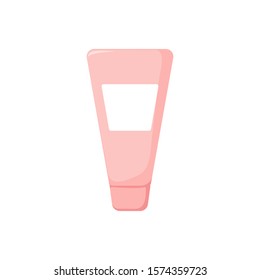 Isolated soap or hand cream bottle. Cute skincare cosmetics icon in cartoon style. Beauty woman face nature cosmetic vector illustration 