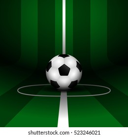 Isolated soccer ball on a green field, Vector illustration