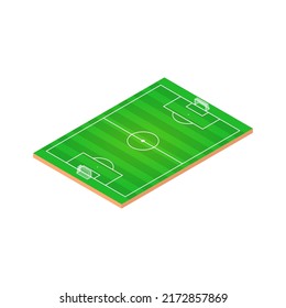 Isolated soccer field top and side view. Vector isometric illustration.