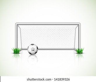 Isolated soccer goal and ball. Illustration contains transparency and blending effects, eps 10