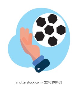 Isolated soccer goalkeeper hand and ball icon Vector