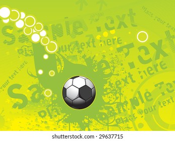 Einzelfußball mit grünem Hintergrund und Beispieltext