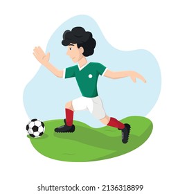 Isolated soccer player running with a soccer ball Vector