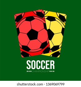 Isolated soccer poster with a red and yellow cards. Vector illustration design