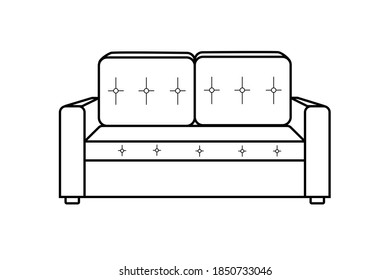 Icono de sofá aislado sobre fondo blanco. Muebles tapizados para el salón.
