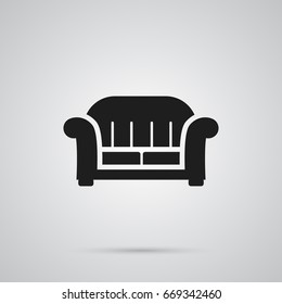 Isolated Sofa Icon Symbol On Clean Background. Vector Couch Element In Trendy Style.