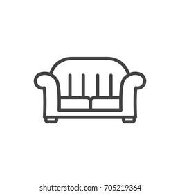 Isolated Sofa Outline Symbol On Clean Background. Vector Armchair Element In Trendy Style.