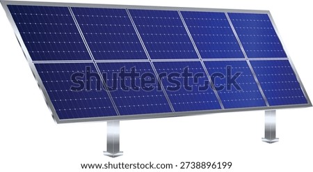 Isolated Solar energy panel with a metal base that captures sunlight. Renewable energy, sustainability, and a green future. Modern and bright design for green campaigns. Transparent Background