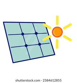 Isolated solar panel icon. Thermal with the sun for environmental eco-friendly and sustainable energy power symbol.