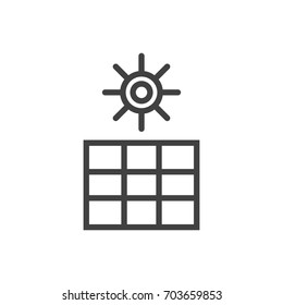Isolated Solar Panel Outline Symbol On Clean Background. Vector Sun Power Element In Trendy Style.