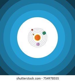 Isolated Solar System Flat Icon. Milky Way Vector Element Can Be Used For Solar, System, Planets Design Concept.