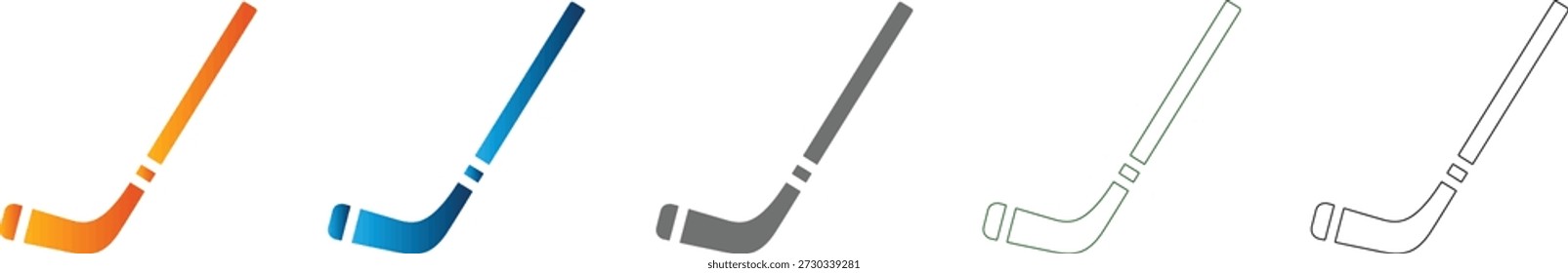 Icono plano de palo de hockey negro sólido aislado. Este Vector, de un conjunto de iconos unificados, es perfecto para diseños deportivos digitales limpios.