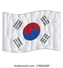 Isolated south korean flag on a white background. Low Poly vector illustration