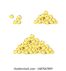 Isolated soybeans and pile of soybeans - vector illustration in flat style. Popular vegetable product for making sauce, milk, suitable for vegetarian and lactose-free diet
