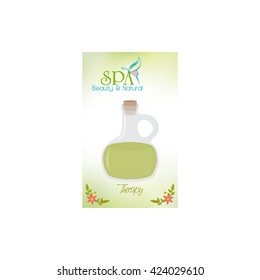 Isolated spa business card with a flask of lotion and text