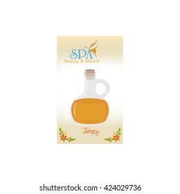Isolated spa business card with a flask of lotion and text