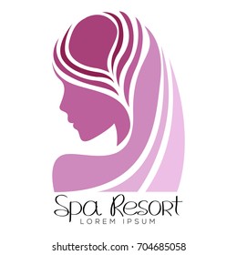 Isolated spa logo with a silhouette of a woman, vector illustration