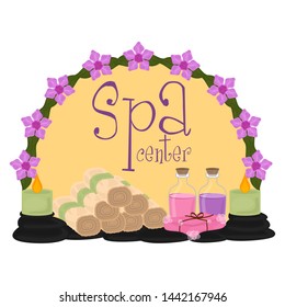 Isolated spa objects image with text - Vector