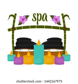 Isolated spa objects image with text - Vector