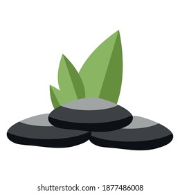 Isolated spa stones with leaves - Vector illustration