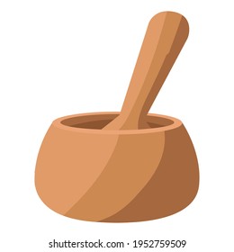 Isolación del objeto de tratamiento de terapia de spa ilustraciones de mortero de madera