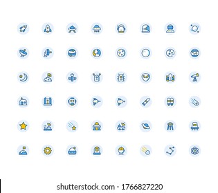 Isolated Space Icon Pack with Multicolor style