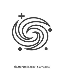 Isolated Space Outline Symbol On Clean Background. Vector Galaxy Element In Trendy Style.
