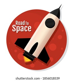 Isolated Space rocket Black red logo road to space icon - Vector
