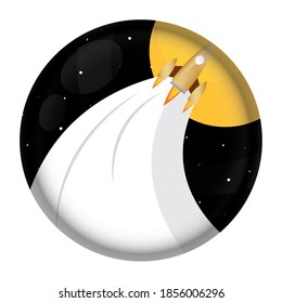Icono del logotipo de la mosca del cohete espacial aislado - Vector