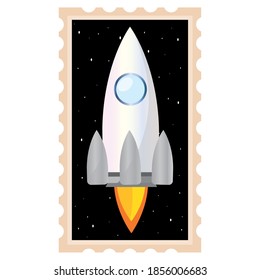 Icono de imagen de la mosca del cohete espacial aislado - Vector