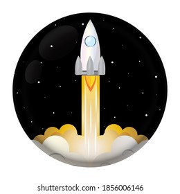 Isolated Space rocket fly silver logo icon - Vector