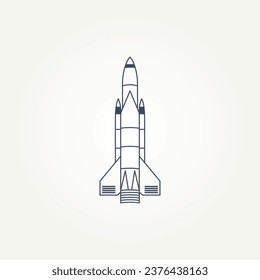 isolated space rocket icon logo template vector illustration design. vintage futuristic, space, innovation line art icon logo concept
